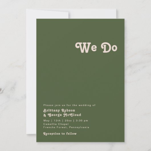 Invitation Vibes rétro simples | Olive Green Nous faisons Mar (Devant)