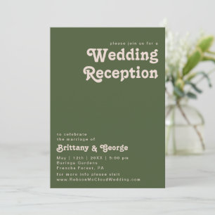 Invitation Vibes rétro simples   Réception de mariage vert ol