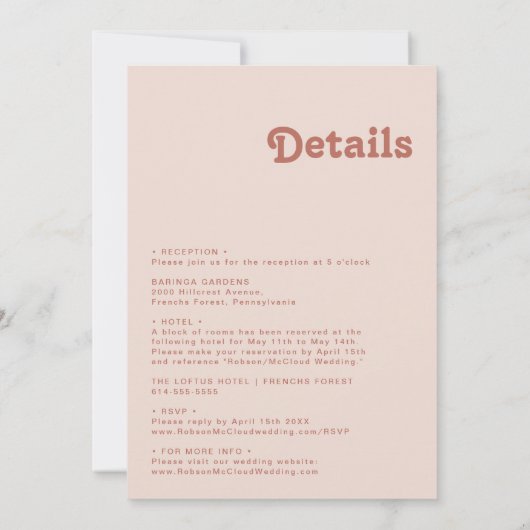 Invitation Vibes rétro simples | Rosée Noire Tout En Un Maria (Dos)