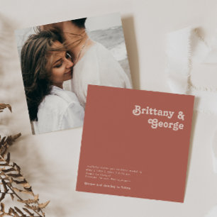 Invitation Vibes rétro simples   Vieux Carré Rose Mariage pho