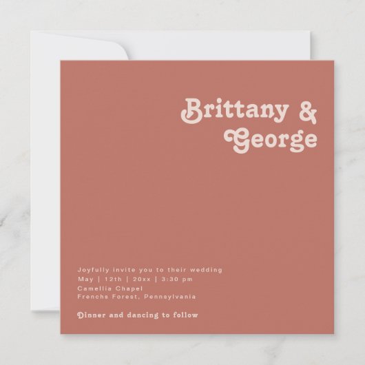 Invitation Vibes rétro simples | Vieux Carré Rose Mariage pho (Devant)