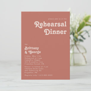 Invitation Vibes rétro simples   Vieux dîner de répétition Ro