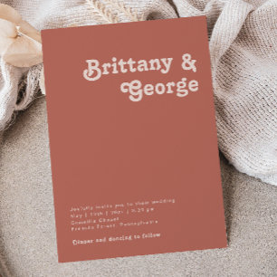 Invitation Vibes rétro simples   Vieux Mariage Décontracté Ro