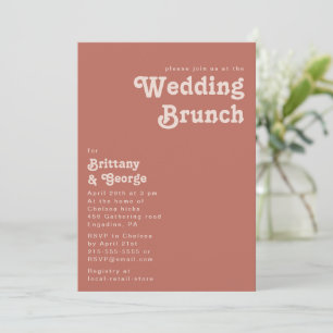 Invitation Vibes rétro simples   Vieux Mariage Rose Brunch