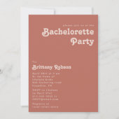 Invitation Vibes rétro simples | Vieux Rose Bachelorette Part (Devant)