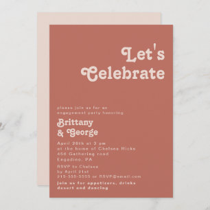 Invitation Vibes rétro simples   Vieux Rose Fêtons