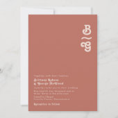 Invitation Vibes rétro simples | Vieux Rose Mariage Monogramm (Devant)