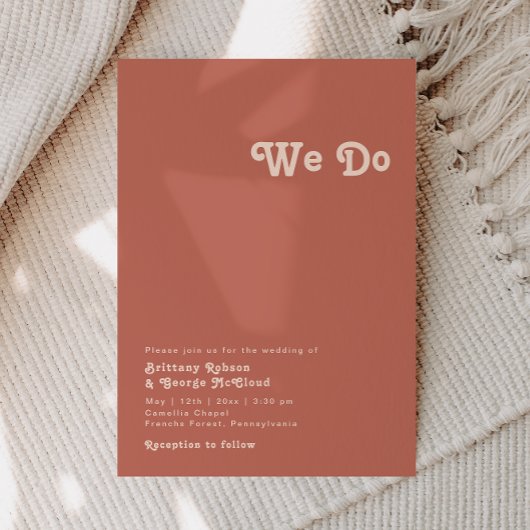 Invitation Vibes rétro simples | Vieux Rose Nous faisons Mari