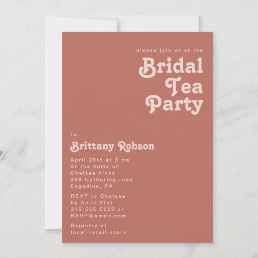 Invitation Vibes rétro simples | Vieux Tea Party Rose (Devant)