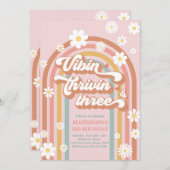 Invitation Vibin' Thrivin' Three Boho Daisy Rainbow Anniversa (Devant / Derrière)