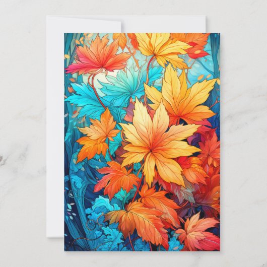 Invitation Vibrant Abstrait Automne Feuilles Design Anniversa (Dos)