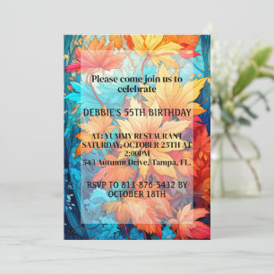Invitation Vibrant Abstrait Automne Feuilles Design Anniversa