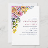Invitation Vibrant All in One Pink and Orange Floral Wedding  (Devant)