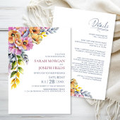 Invitation Vibrant All in One Pink and Orange Floral Wedding