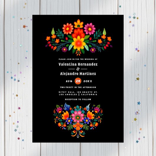 Invitation Vibrant aquarelle Floral Fiesta Mariage