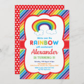 Invitation Vibrant arc-en-ciel fête d'anniversaire Motif colo (Devant / Derrière)