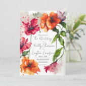 Invitation Vibrant Artisan Rouge Orange Anémonique Mariage fl (Debout devant)