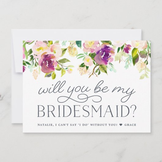 Invitation Vibrant Bloom | Will You Be My Bridesmaid Card (Devant)