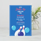 Invitation Vibrant Blue et Red Bowling 6e anniversaire (Debout devant)