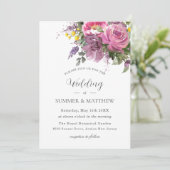 Invitation Vibrant Boho Magenta rose violet Mariage floral (Debout devant)