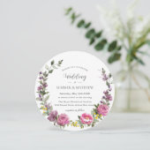 Invitation Vibrant Boho Magenta rose violet Mariage floral (Debout devant)