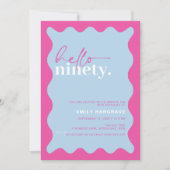 Invitation Vibrant Bonjour Ninety 90th Birthday Party (Devant)