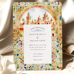Invitation Vibrant Carreau Marocain & Arche de Marrakech pour
