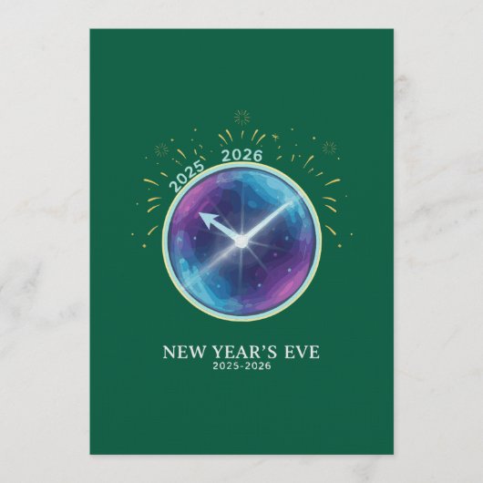 Invitation Vibrant Celestial Clock New Year's Eve 2026 Party (Devant)