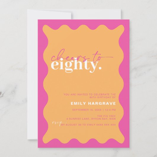 Invitation Vibrant Cheers à 80e fête d'anniversaire (Devant)