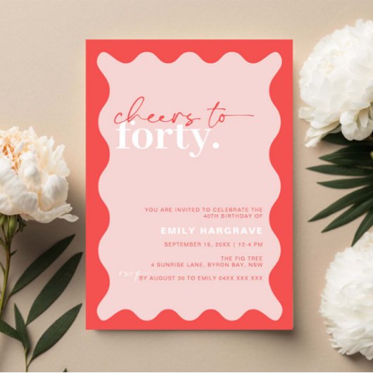 Invitation Vibrant Cheers to Quarante fête d'anniversaire 40e