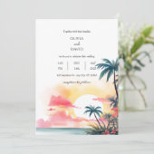 Invitation Vibrant Coucher de soleil tropical Ocean Palm Foli (Debout devant)