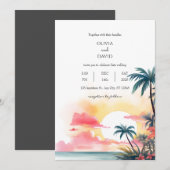 Invitation Vibrant Coucher de soleil tropical Ocean Palm Foli (Devant / Derrière)