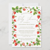 Invitation vibrant de Baby shower de fraises (Devant)