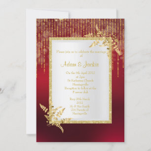 Invitation Vibrant feuille rouge et or ÉLÉGANT MARIAGE