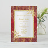 Invitation Vibrant feuille rouge et or ÉLÉGANT MARIAGE (Debout devant)