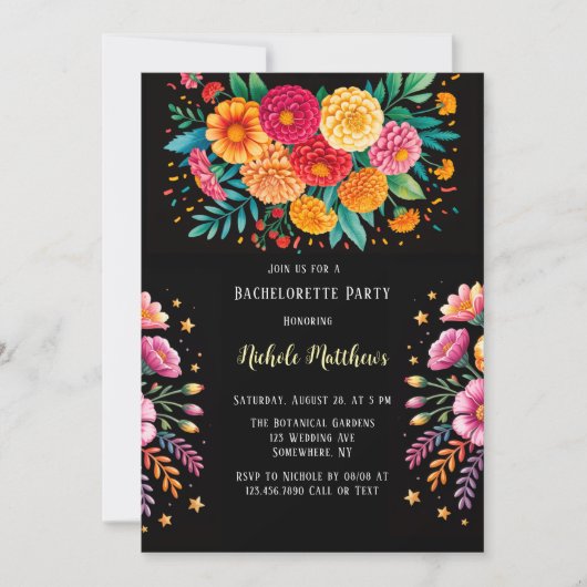 Invitation Vibrant Fiesta Mariage Bouquet Bachelorette Party (Devant)