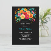 Invitation Vibrant Fiesta Mariage Bouquet Couples Douche (Debout devant)