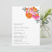 Invitation Vibrant Fleur Orange Rose Clair Bat Mitzvah (Debout devant)