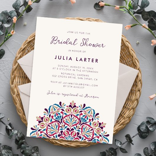Invitation Vibrant Floral Delight Mandala Bridal Shower