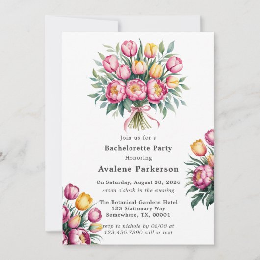 Invitation Vibrant Floral Harmony Bachelorette Party (Devant)