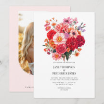 Vibrant Fuchsia and Coral Floral Wedding QR Code