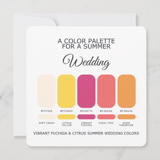 Invitation Vibrant Fuchsia Citrus Summer Wedding Palette Card (Devant)
