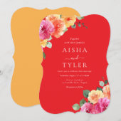 Invitation Vibrant Glow Watercolor Floral Wedding (Devant / Derrière)