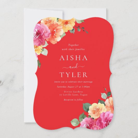 Invitation Vibrant Glow Watercolor Floral Wedding (Devant)