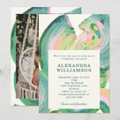 Invitation Vibrant Green Artistic Photo Graduation Party (Devant / Derrière)