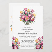 Invitation Vibrant Harmonie Florale Couples Douche (Devant / Derrière)