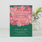Invitation Vibrant Hibiscus Green Tropical Wedding  (Debout devant)
