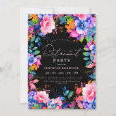 Invitation Vibrant Jardin Floral Retraite Party Noir (Devant)