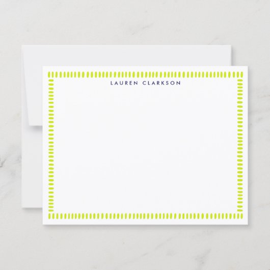 Invitation Vibrant Lime Hand Painted Striped Frame Note Card (Devant)
