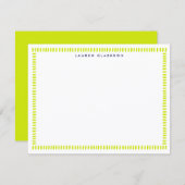 Invitation Vibrant Lime Hand Painted Striped Frame Note Card (Devant / Derrière)